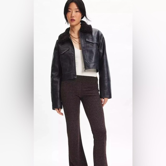 Urban Outfitters Silence+Noise Bella Shimmer Pull On Stretch Flare Pants Medium - Picture 1 of 10